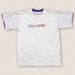 Vintage Rainbow Embroidered California Destination tee t shirt Size Large